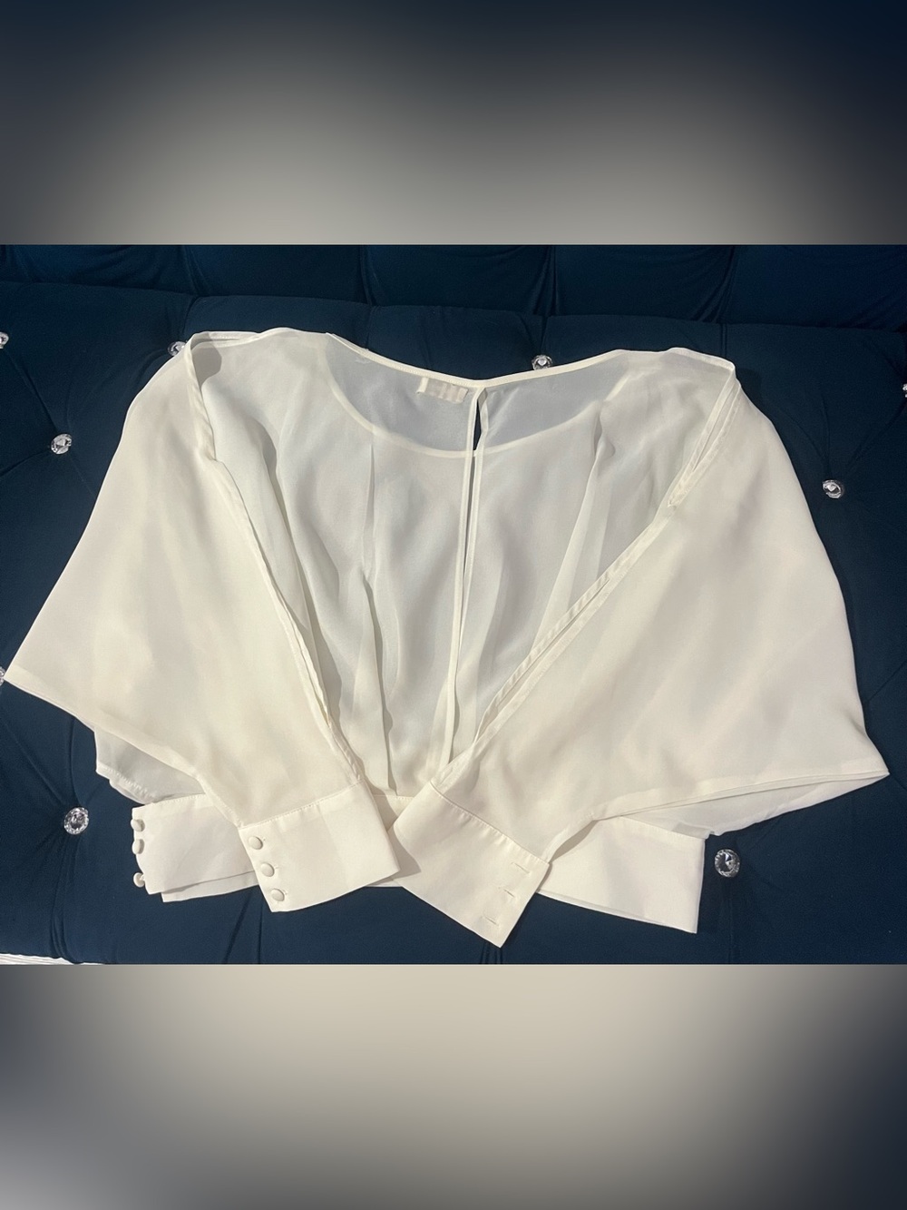 Relaxed White Batwing Blouse with Gathered Hem